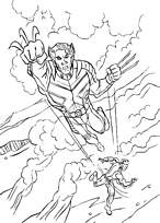 coloriage x men dans les airs